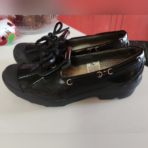 UGG Black Patent Leather Rain Lofers - Picture 1 of 6